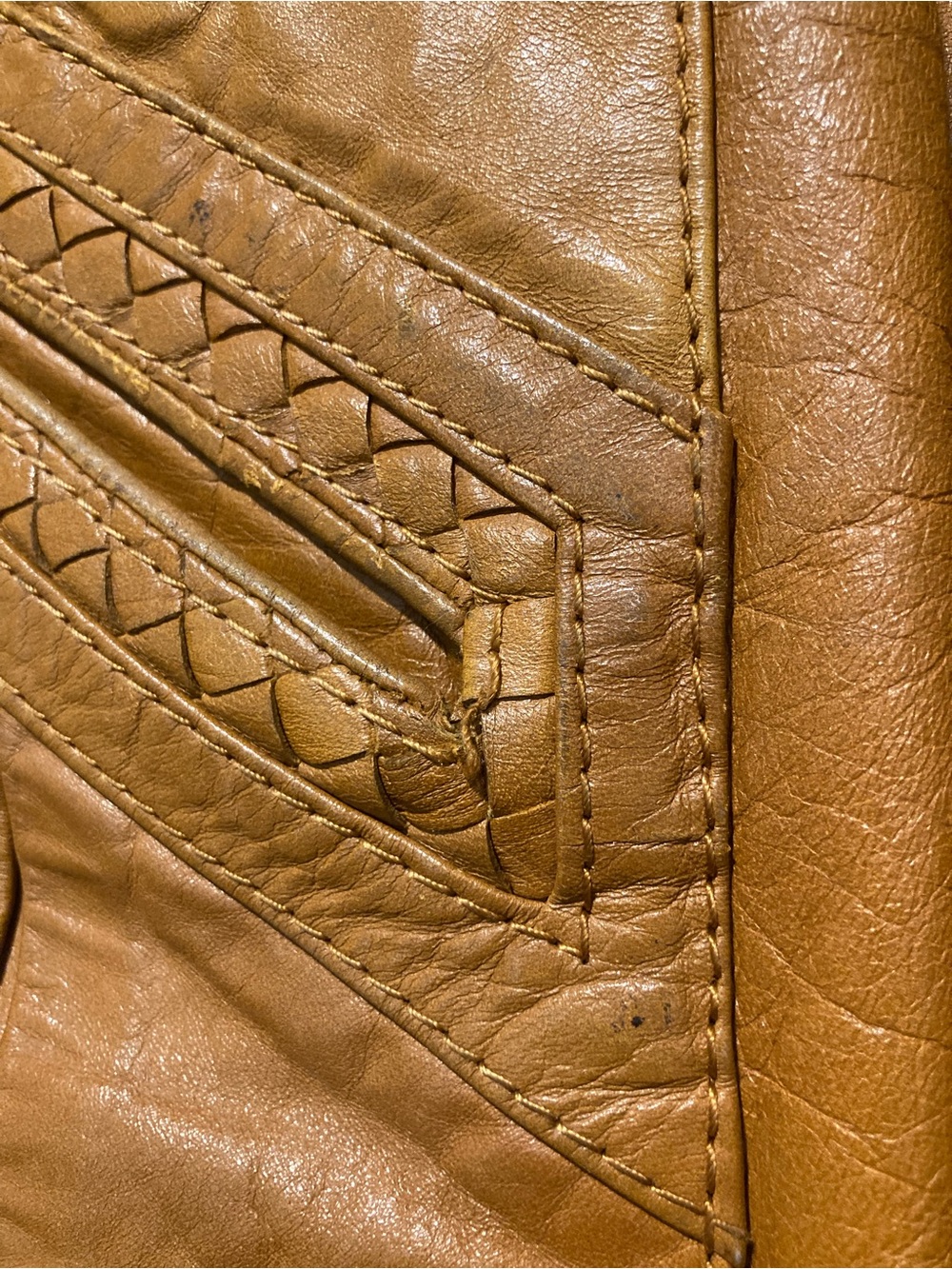El Toro Bravo Vintage Tan Leather Jacket 40 Men’s  Woven Detail Disco Era 70/80s - Picture 12 of 16